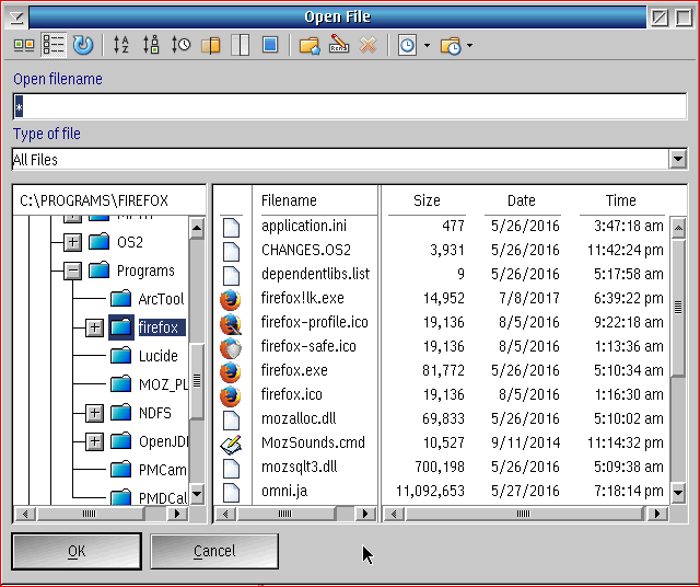Figure 3: ArcaOS File Open Container